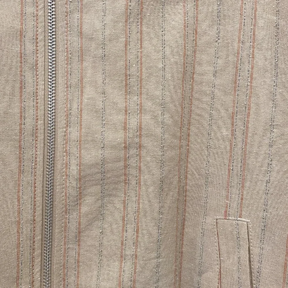 Men's Beige Zara Striped Zippered Jacket Size L - Picture 2 of 2